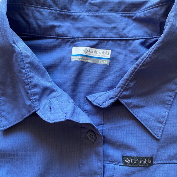 Columbia Omni Shade Sun Protection Button Up Long Sleeve Women’s XL Blue - Picture 2 of 6